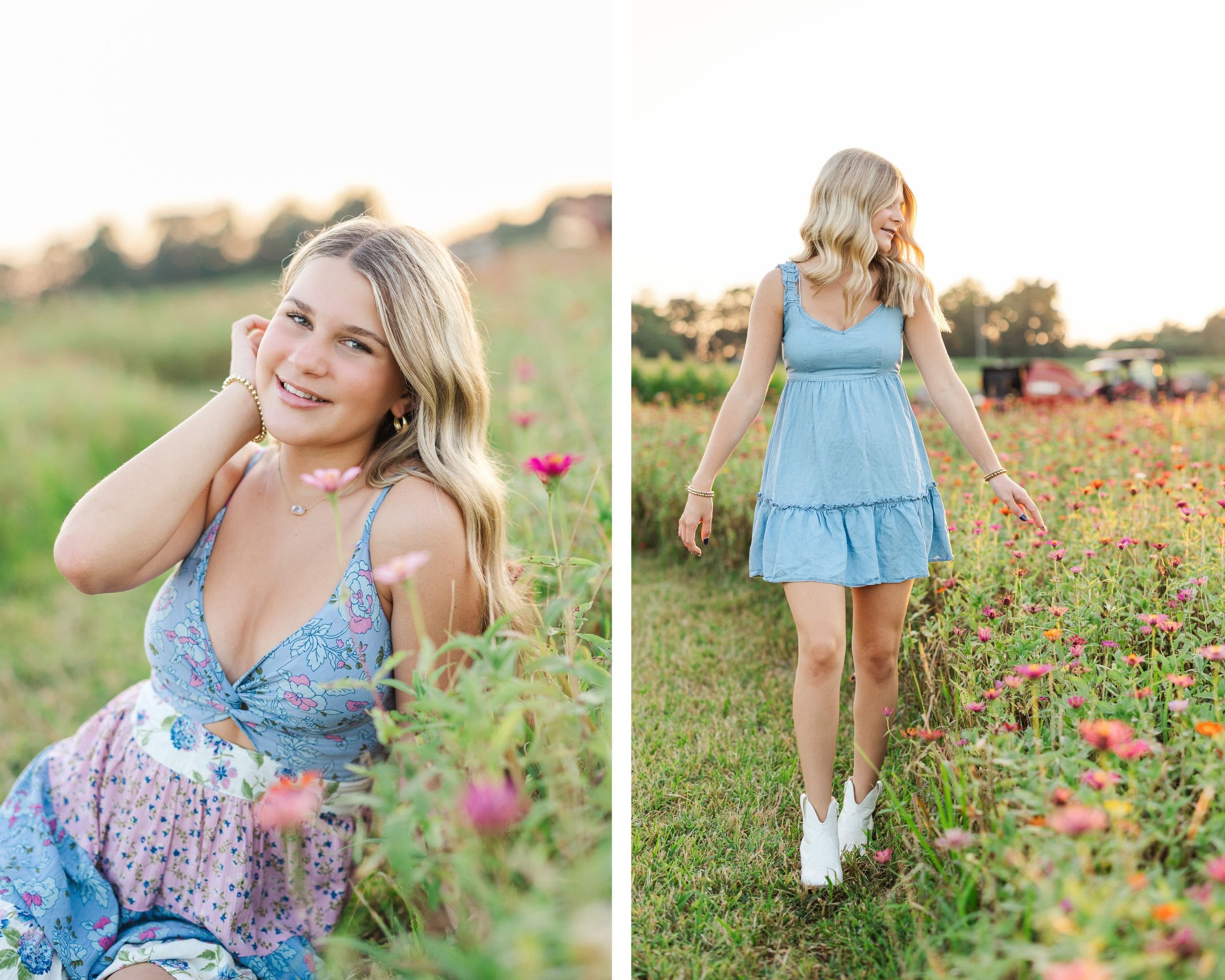 High school senior taking her senior portraits session in flower fields at Ruby Branch Farm in southern Kentucky, shot by Jordan Z Photography.