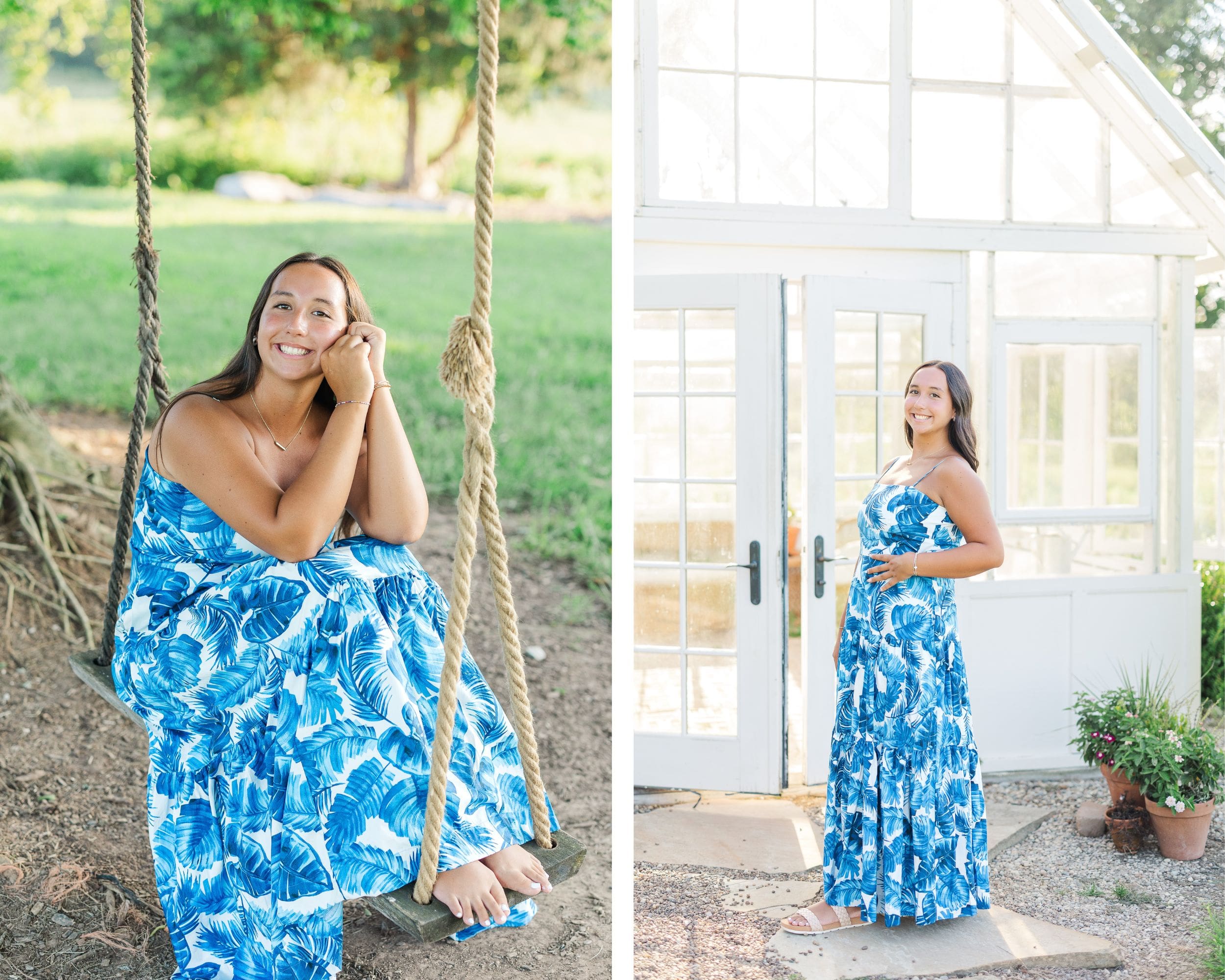Senior session in a beautiful blue dress at Steenbergen Flower Farm in southern Kentucky, shot by Jordan Z Photography.