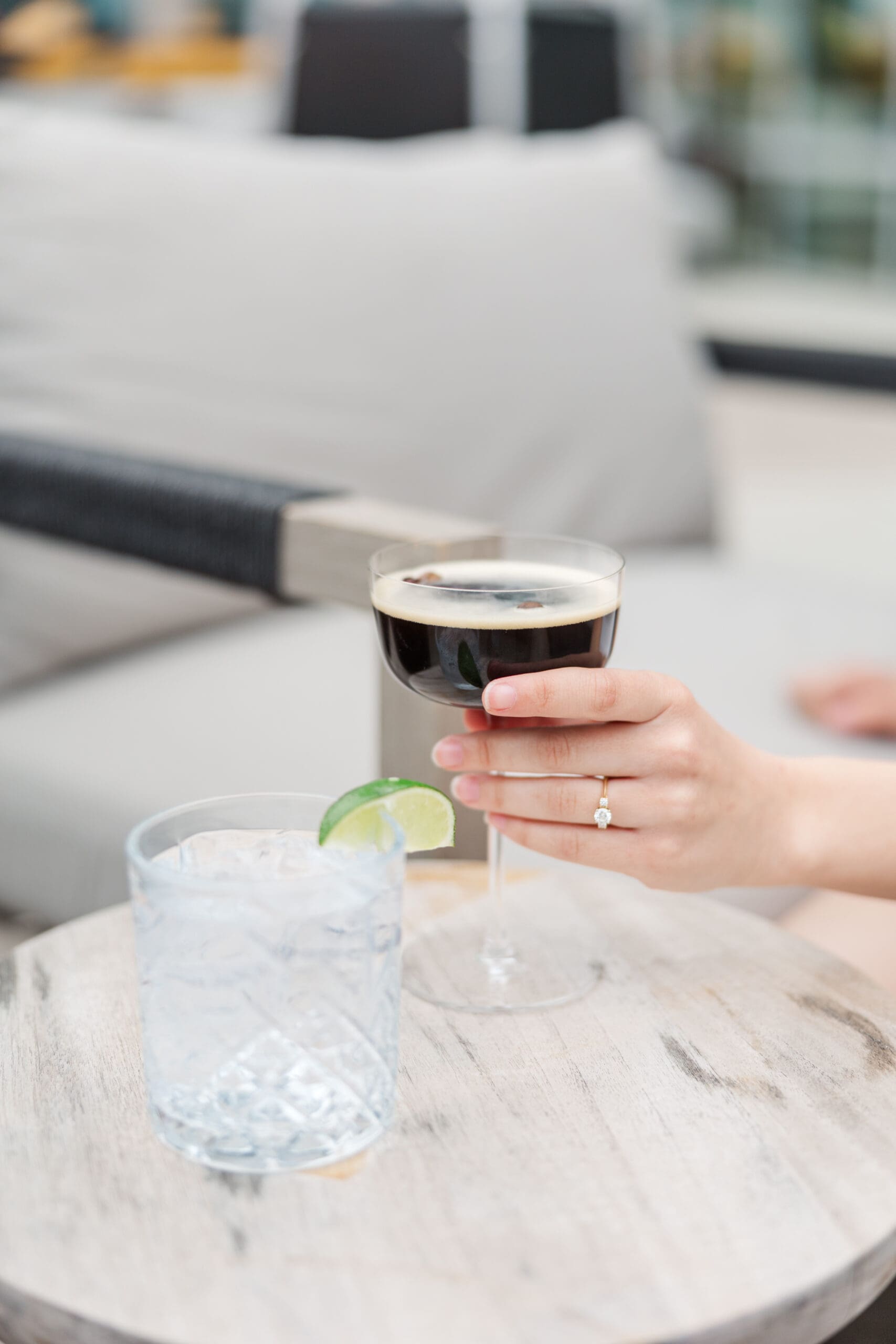 Ginger tonic and Expresso martini made by InterContinental Indianapolis, shot by Jordan Z Photography